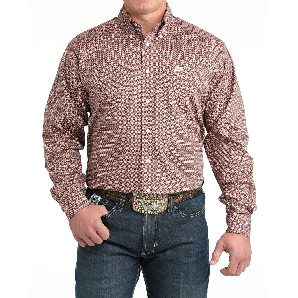 Cinch Men's Pink Long Sleeve Button Shirt