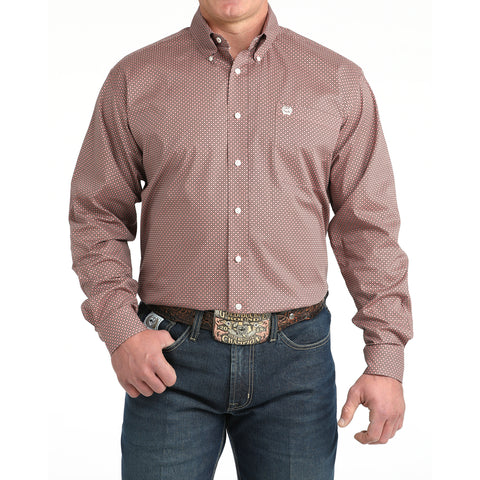 Cinch Men's Pink Long Sleeve Button Shirt