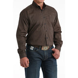 Cinch Men's Chocolate Printed Long Sleeve Shirt left side view