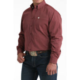Men's Cinch Burgundy Classic Fit Button-Down Western Shirt Left Side View