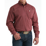 Men's Cinch Burgundy Classic Fit Button-Down Western Shirt Full View
