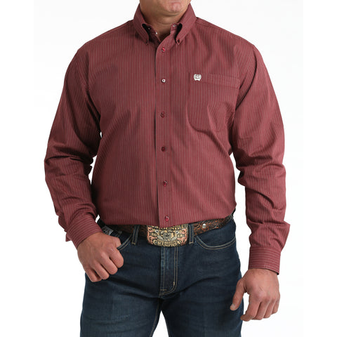 Men's Cinch Burgundy Classic Fit Button-Down Western Shirt