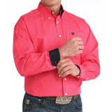 Cinch Men's Pink Long Sleeve Button Up showing Contrast Cuff 