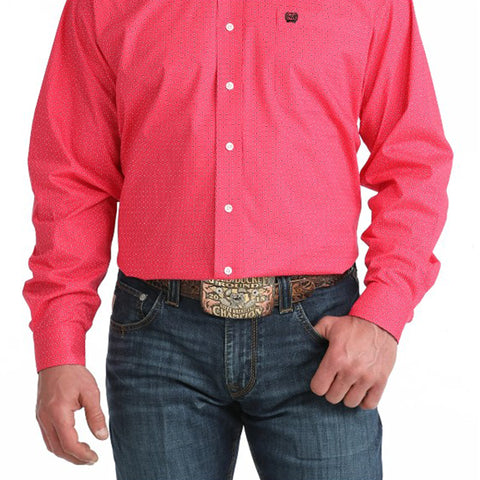 Cinch Men's Pink Long Sleeve Button Up