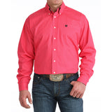 Cinch Men's Pink Long Sleeve Button Up Front View