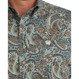 Cinch Men's Blue Paisley Print Long Sleeve Button Down Logo View