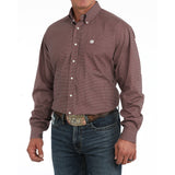 Cinch Long Sleeve Men's Grey and Pink Geometric Print