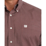 Cinch Long Sleeve Men's Grey and Pink Geometric Print