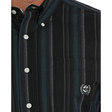 Cinch Men's Black & Blue Oxford Stripe Button Down Shirt