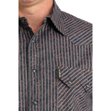 Cinch Men's Modern Fit Navy Paisley Snap Western Shirt Collar View