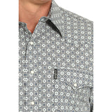 Cinch Men's Long Sleeve White Geo Print