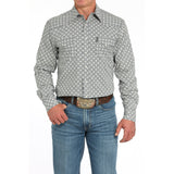 Cinch Men's Long Sleeve White Geo Print