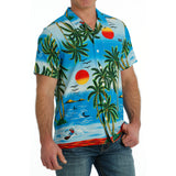 Cinch Blue Tropical Beach Shirt