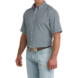 Cinch Men's Blue Print ArenaFlex Short Sleeve Shirt  Left Side View
