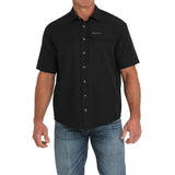 Solid Black Short Sleeve Single Pocket Shirt