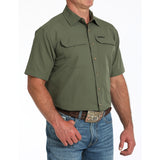 Olive Green Arena flex short sleeve shirt side view
