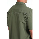 Olive Green Arena flex short sleeve shirt back view