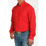 Cinch Men's Red Print Long Sleeve Side View