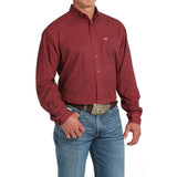 Cinch Men's Red Geo Print Long Sleeve Shirt