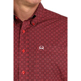 Cinch Men's Red Geo Print Long Sleeve Shirt