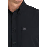 Cinch Men's Solid Black Arena Flex Long Sleeve Shirt Close-up