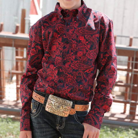 Boy's Cinch Navy and Red Paisley