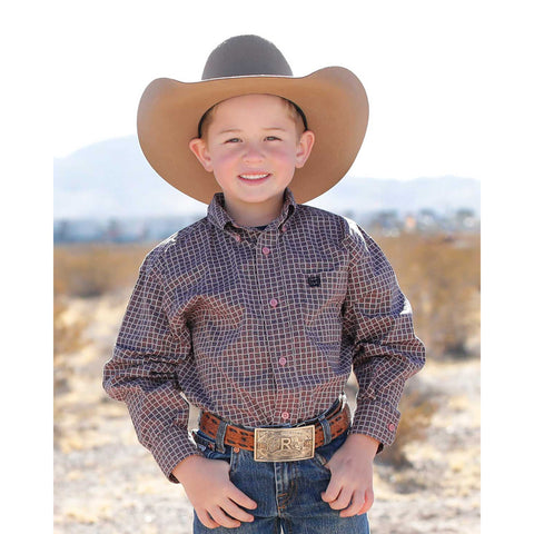 CINCH PINK WEAVE PRINT - KIDS BOYS SHIRT