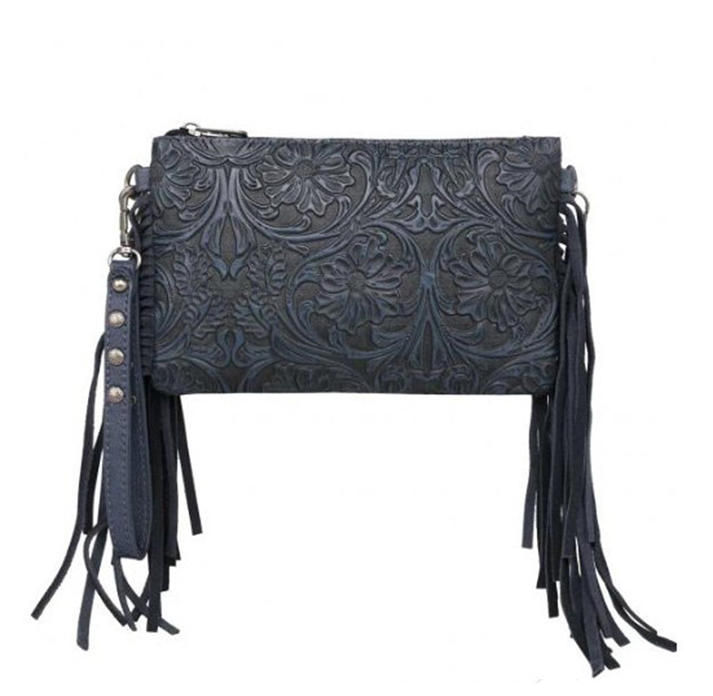 Montana West Tooled Fringe Clutch Purse