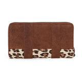 Back view of Wrangler Brown Leopard Print Wrist Wallet 