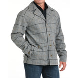 Cinch Men's Grey Dress Coat with Black & Gold Button Front-right side view