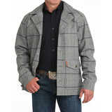 Cinch Men's Grey Dress Coat with Black & Gold Button Front-open front view