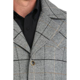Cinch Men's Grey Dress Coat with Black & Gold Button Front-collar view