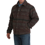 Cinch Men's Brown Western Stripe Snap Trucker Jacket Side View
