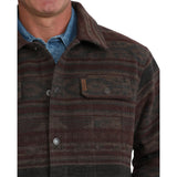 Cinch Men's Brown Western Stripe Snap Trucker Jacket Pocket View