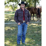 Cinch Men's Brown Western Stripe Snap Trucker Jacket Full View