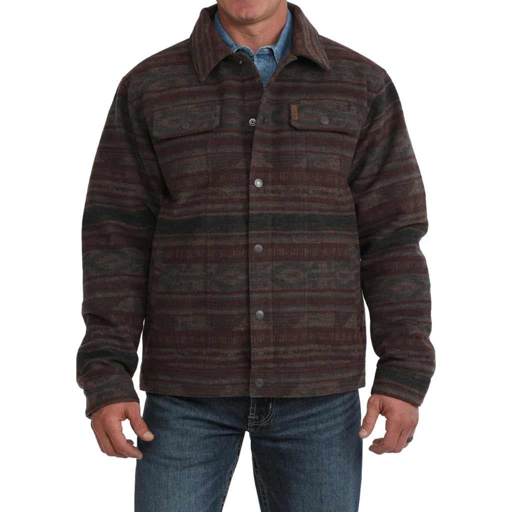 Cinch Men's Brown Western Stripe Snap Trucker Jacket