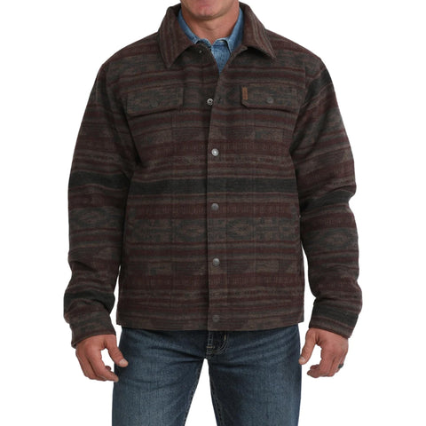 Cinch Men's Brown Western Stripe Snap Trucker Jacket