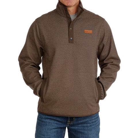 Front side view of Cinch Men's Brown Knit Pullover 