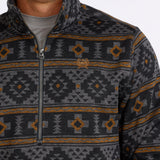 Close chest view of Cinch Men's 1/2 Zip Charcoal & Brown Pullover 