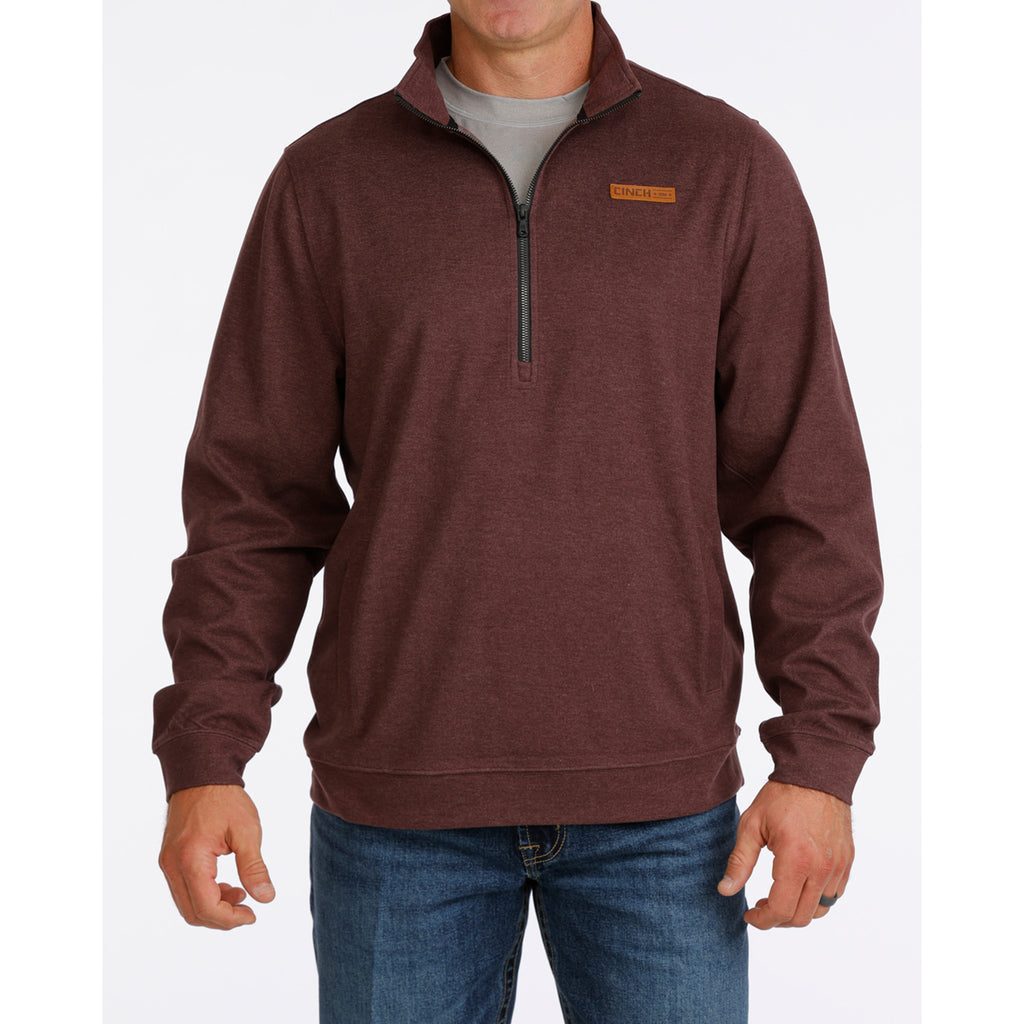 Front View of Cinch Men's 1/2 Zip Purple Pullover
