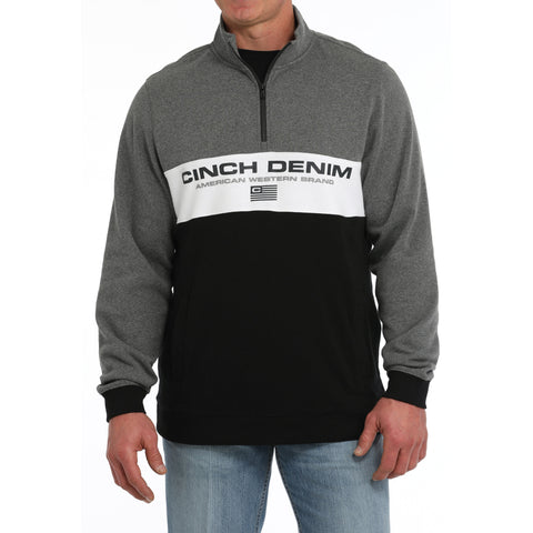  ¼ Zip Multicolor Fleece Pullover with Vintage Cinch Denim Logo