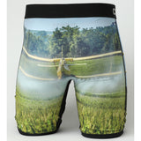 Back view of Cinch 9" Field Crop Duster Boxer Briefs displaying full airplane graphic design on a white background.
