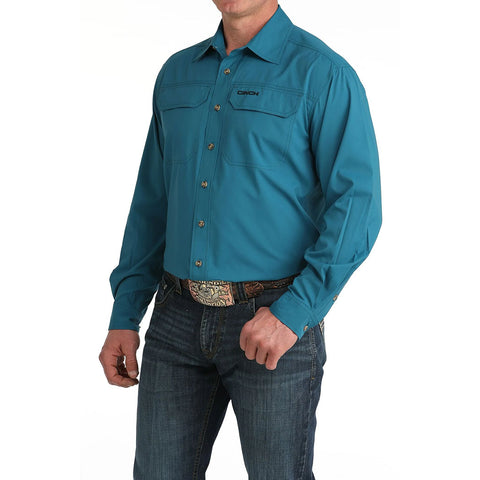 Cinch Teal arenaflex, double chest pockets, button down