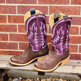 Chestnut Roughout with Boot stitching, Purple Tops 