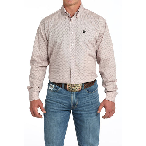 Cinch long sleeve button down, button collar, basket weave shirt 