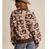 Mocha Horseshoe and bow sweater 