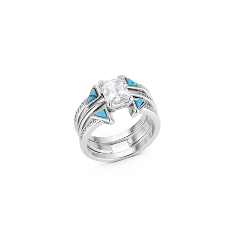 Skyline Turquoise Stack Ring Set - Top view