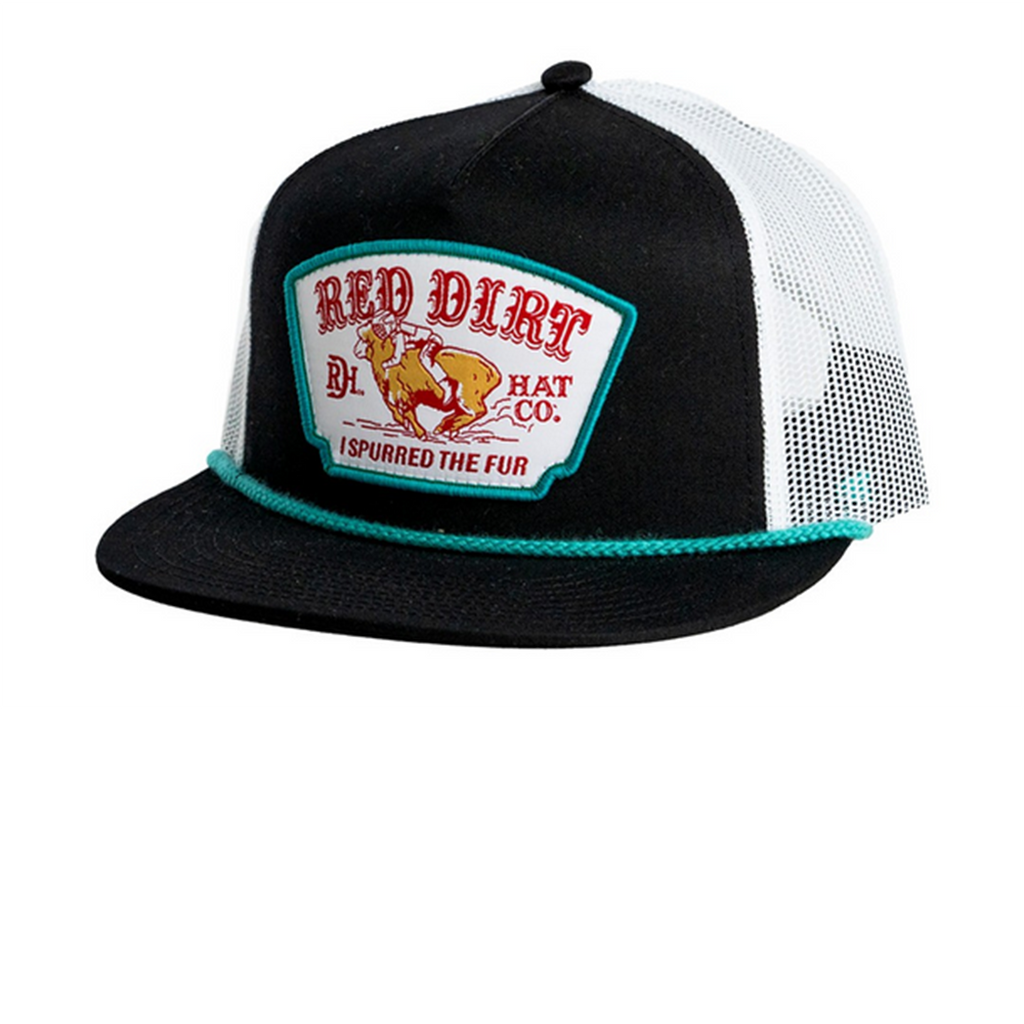 Mutton Bustin Youth black and white with turquoise rope across 