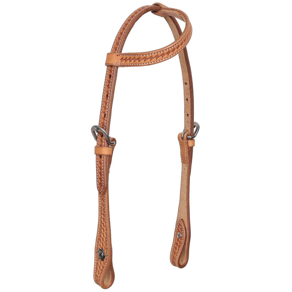 Full view of Showman Argentina Cow Leather One Ear Headstall 