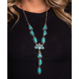 28" Necklace W/ 6.5" Tail with Multi Shape Turquoise Concho Lariat